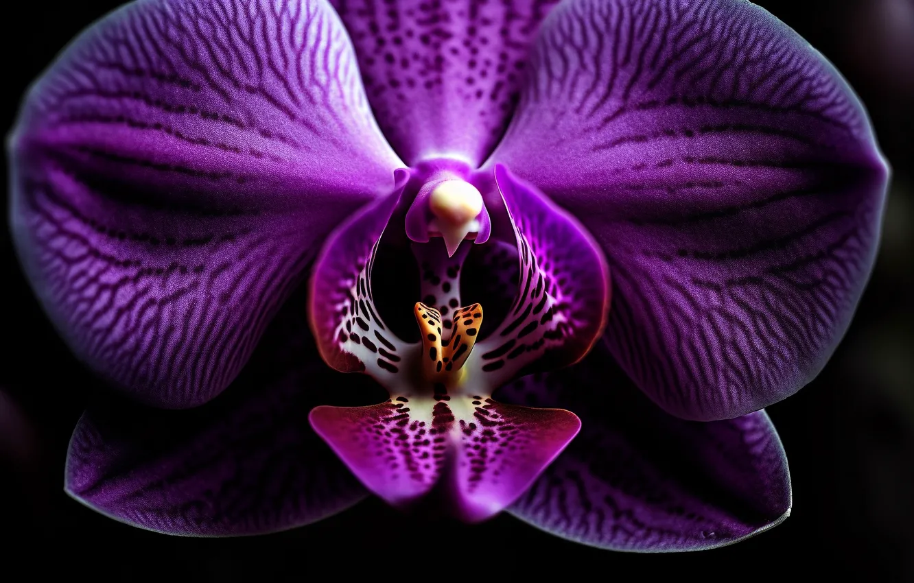 Photo wallpaper macro, flowers, Orchid, lilac, AI art, neural network