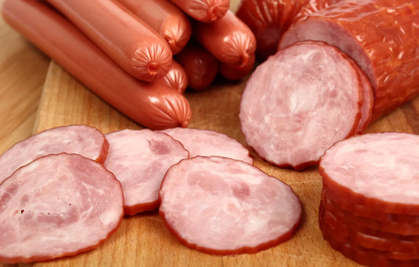 Photo wallpaper photo, Food, Sausage, Sausage, Meat products