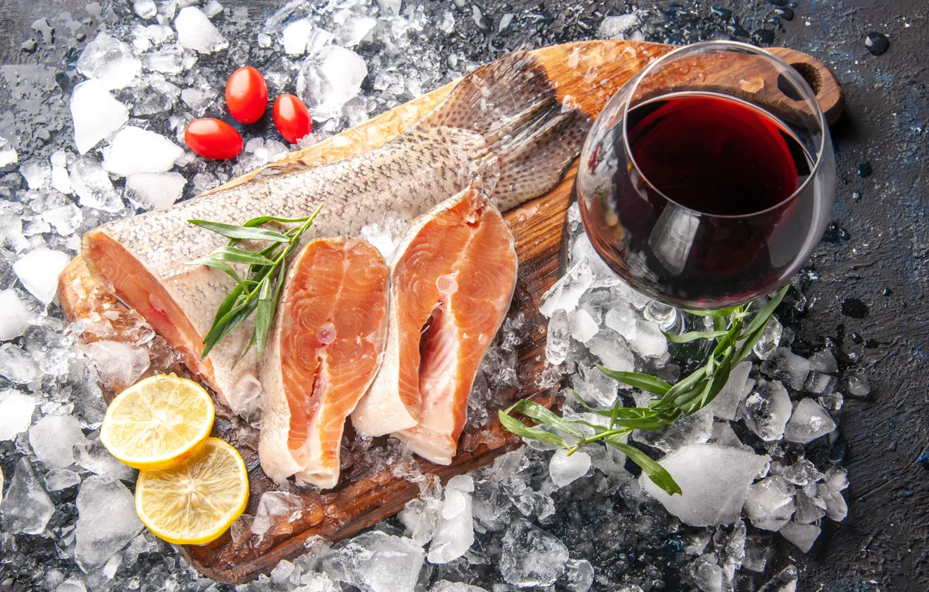 Photo wallpaper ice, wine, fish