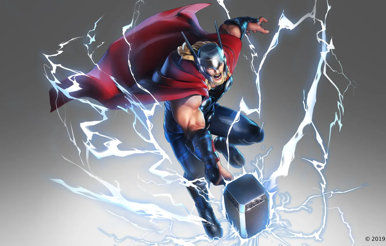 Photo wallpaper hammer, marvel, thor, God of Thunder, Thor Odinson, the black order, marvel ultimate alliance 3