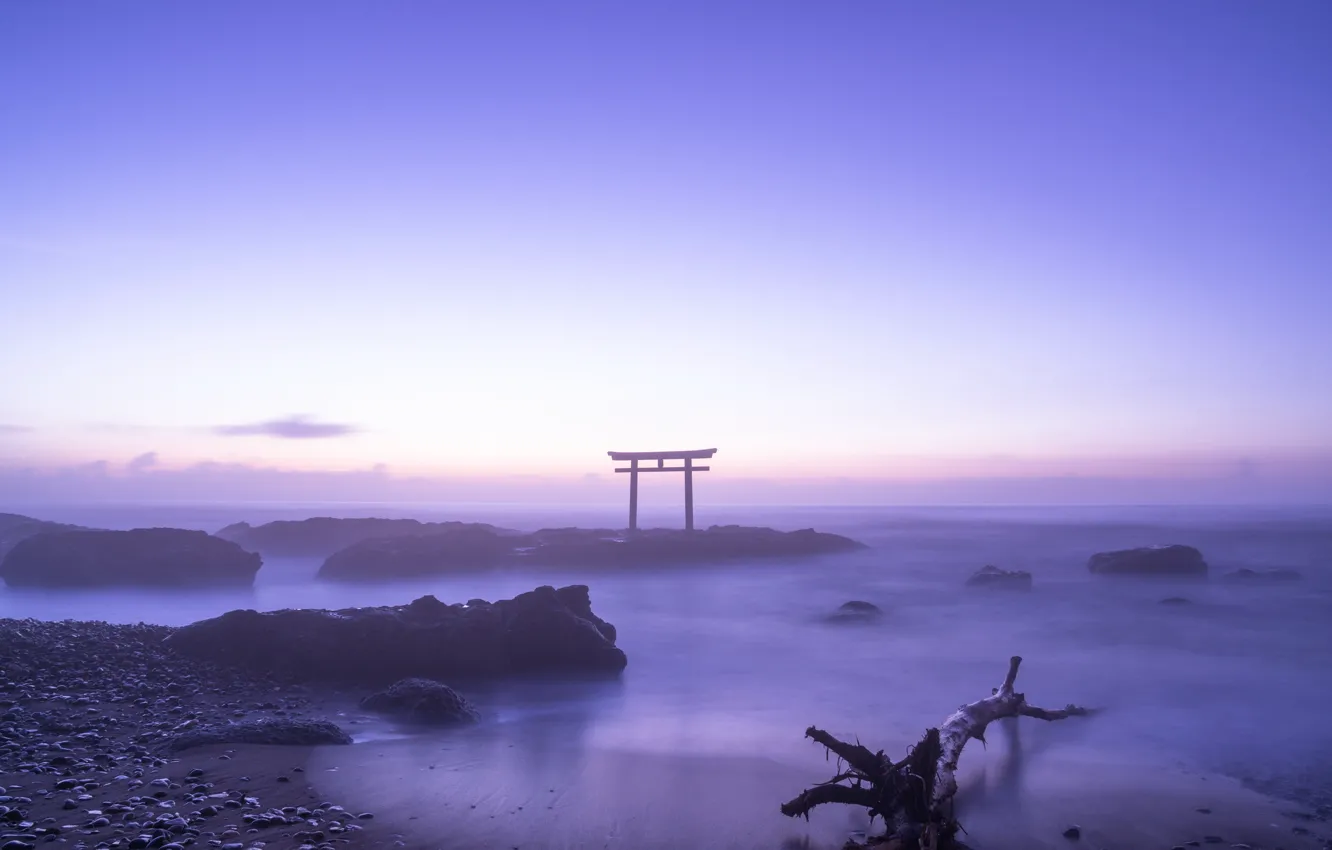 Photo wallpaper sea, landscape, nature, fog