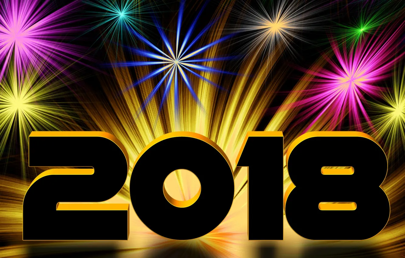 Photo wallpaper background, new year, fireworks, 2018