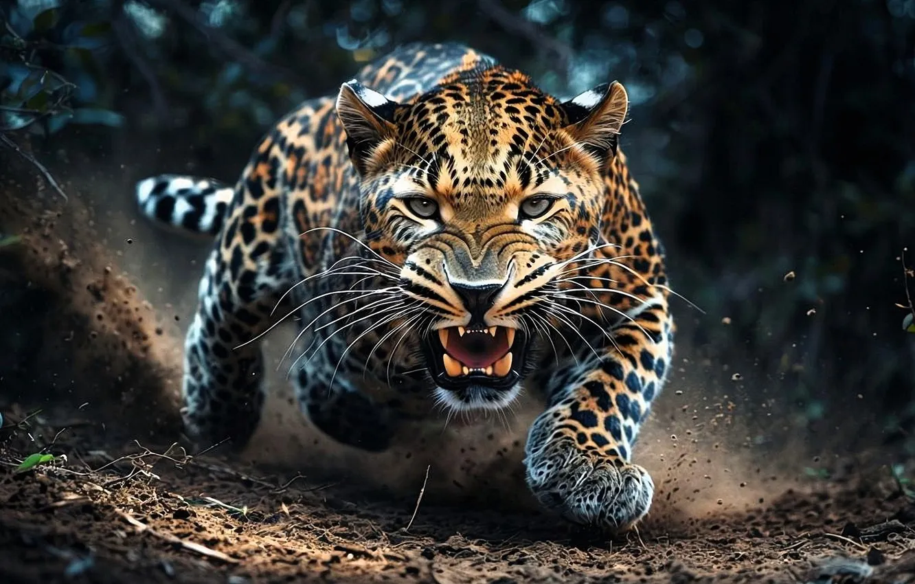 Photo wallpaper leopard, Predator, animal, snarl