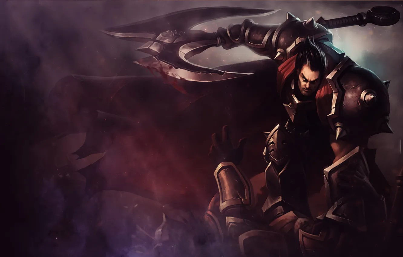 Photo wallpaper weapons, blood, art, male, cloak, axe, League of Legends, Darius