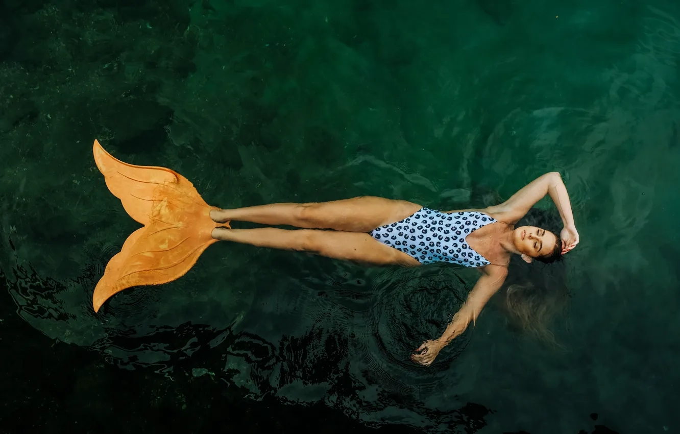 Photo wallpaper girl, sea, water, women, swimsuit, swimming, Flowed, Emily Goodhart