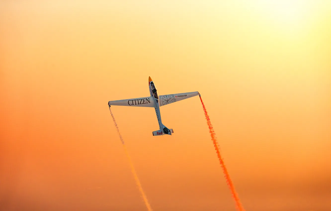 Photo wallpaper sky, flying, sunset, wings, airplane, plane, aviation, aerobatics