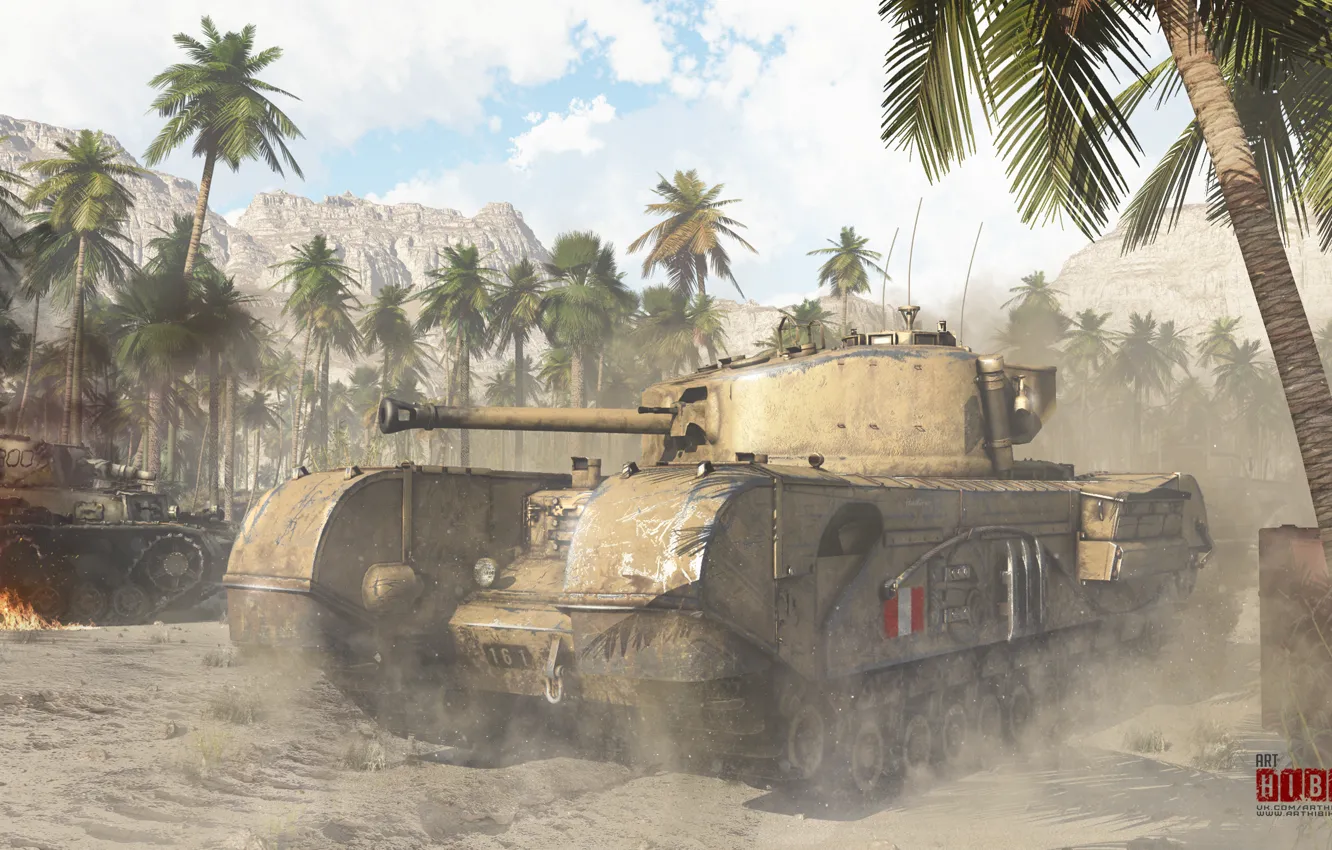 Photo wallpaper tank, war, Africa, tank, Churchill, Churchill, warthunder, hibikirus