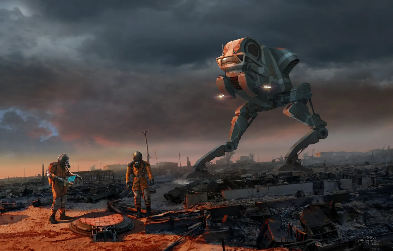 Photo wallpaper people, Apocalypse, robot