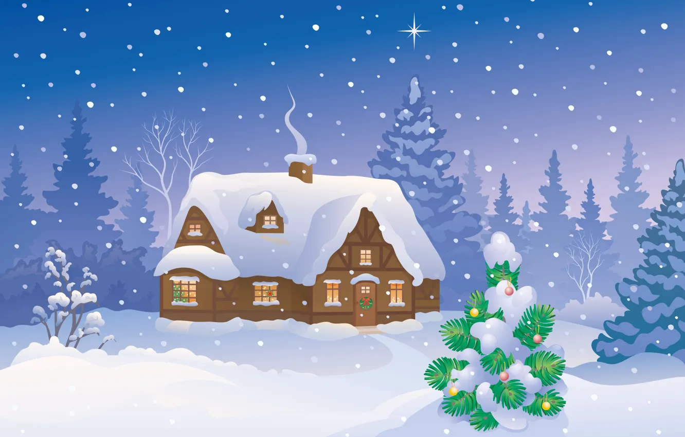 Photo wallpaper snow, tree, new year, new year, snow, Merry Christmas, Merry Christmas, Christmas tree