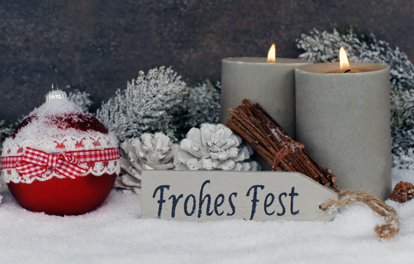 Photo wallpaper snow, new year, candles, Christmas, merry christmas, Xmas, decoration, holiday celebration