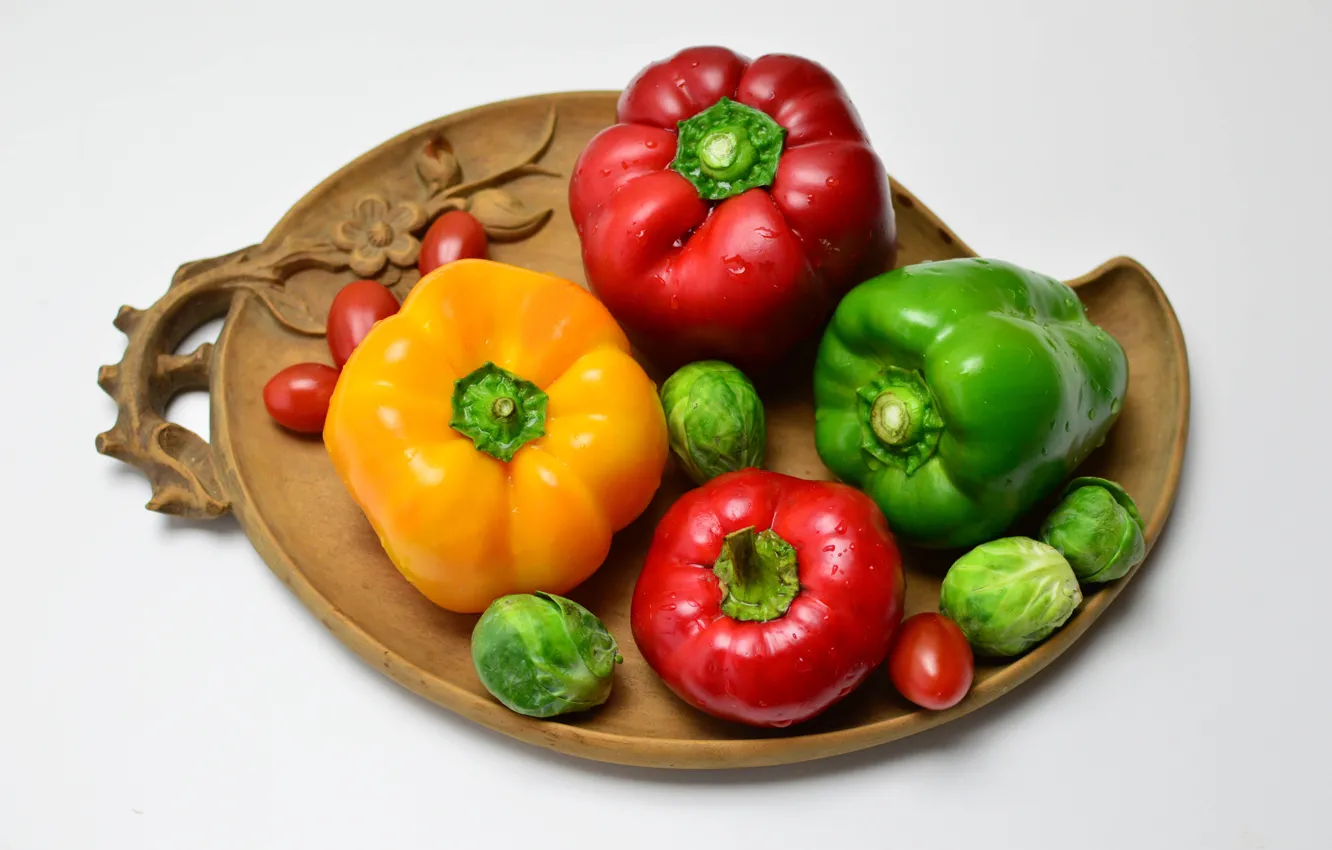 Photo wallpaper pepper, cutting Board, tomatoes