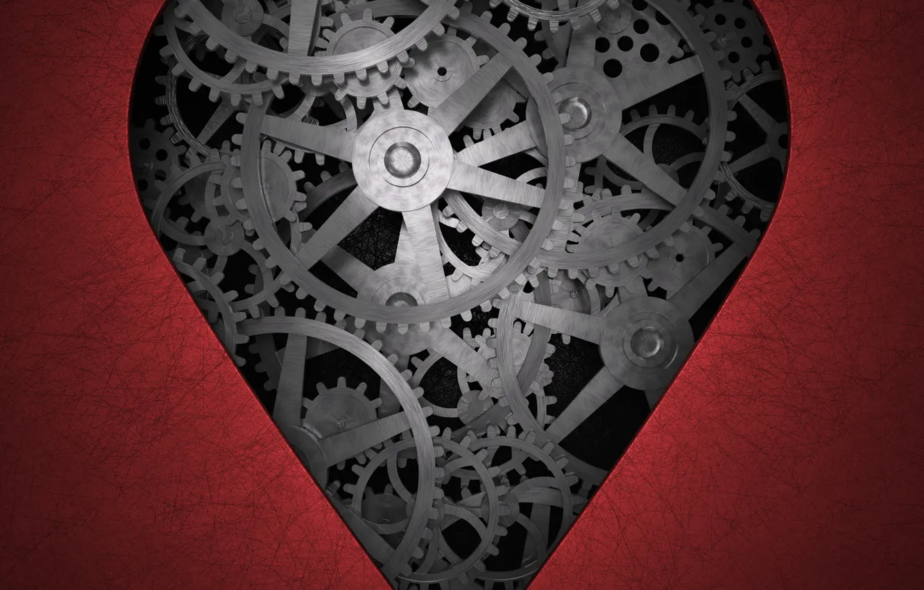 Photo wallpaper red, abstraction, heart, mechanism
