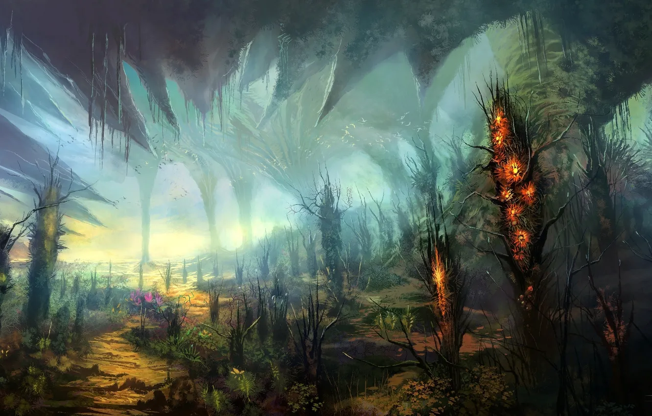 Photo wallpaper landscape, lights, fiction, art, by digitalhadz-, underground passage