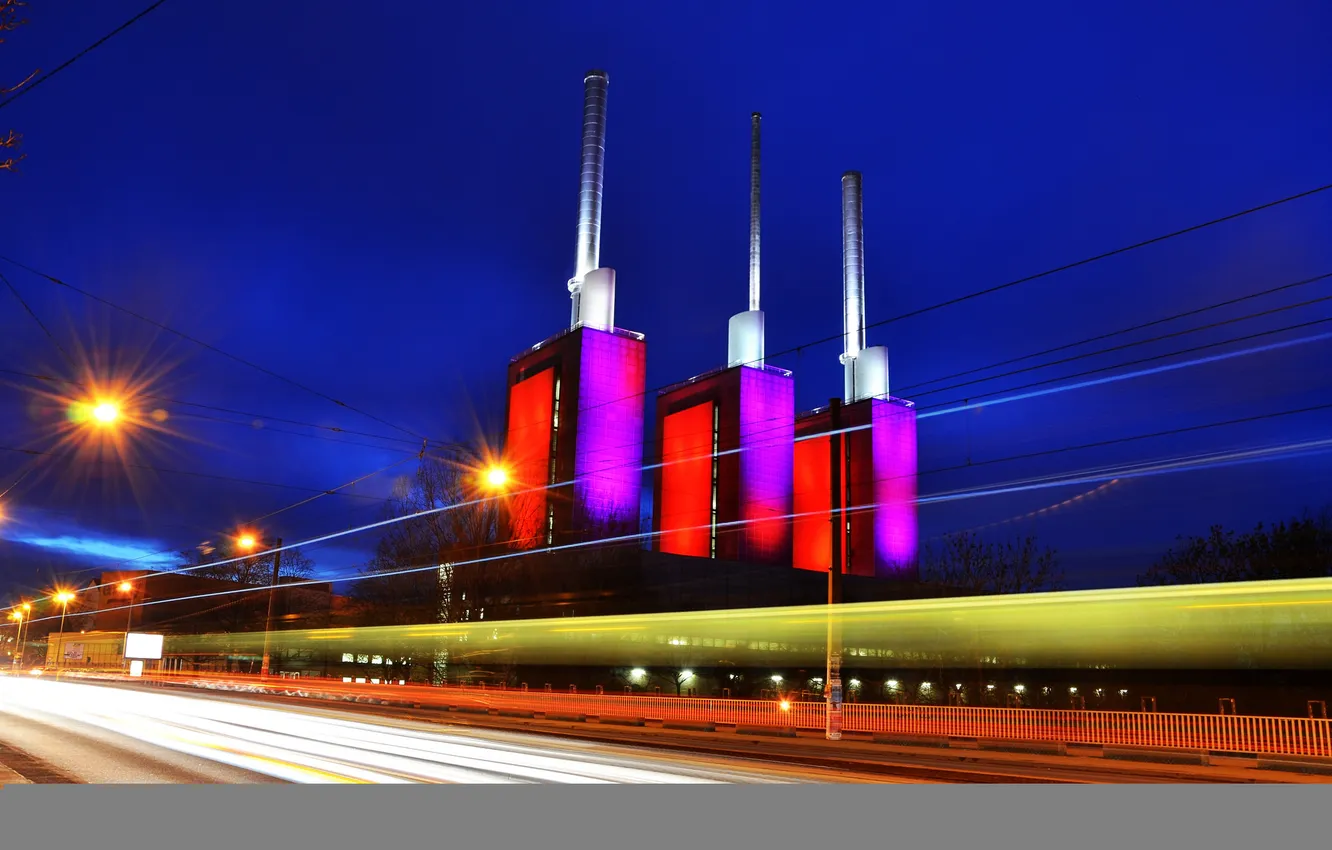 Photo wallpaper night, lights, street, home, Germany, Hanover