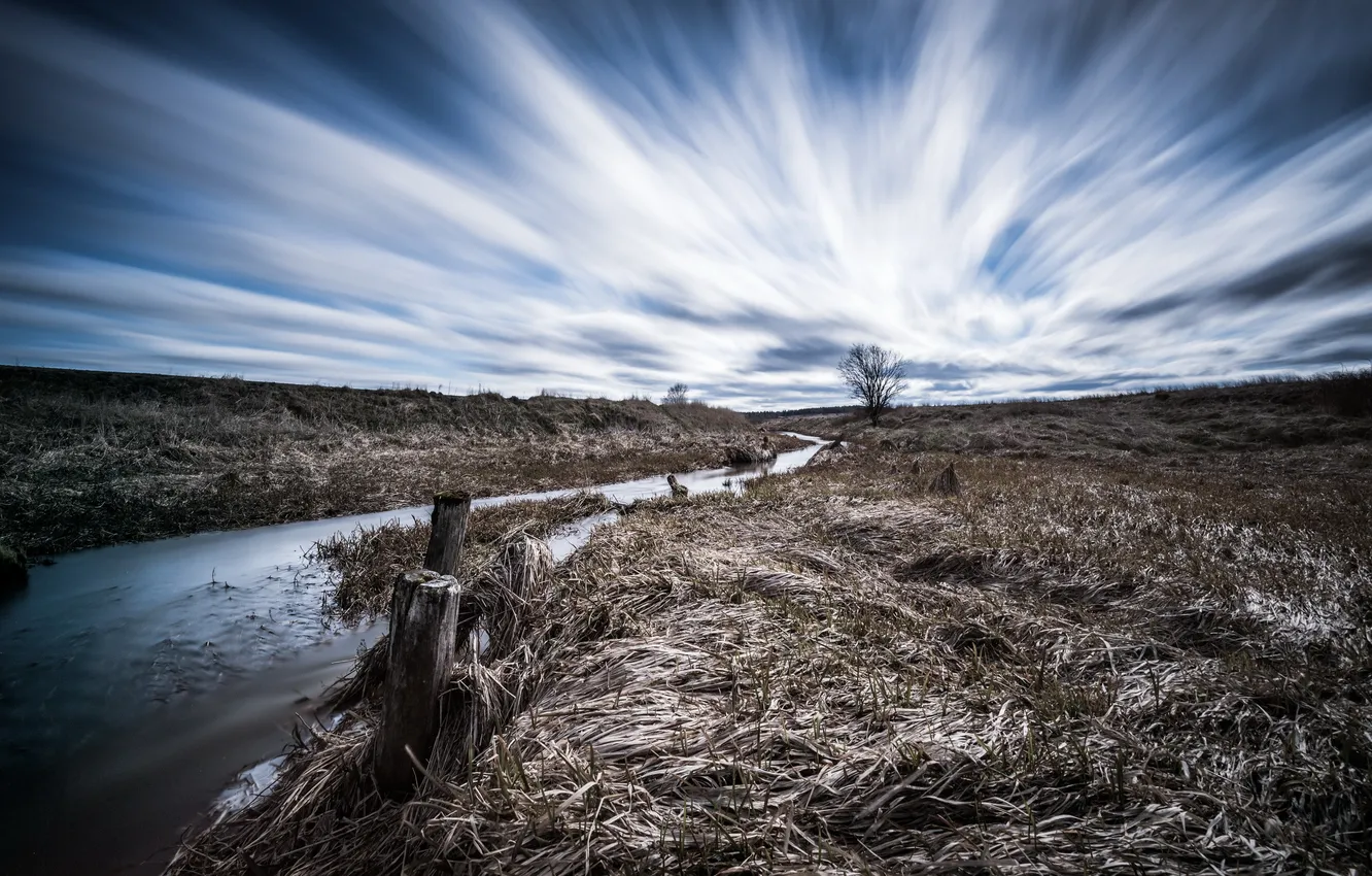 Photo wallpaper field, the sky, river