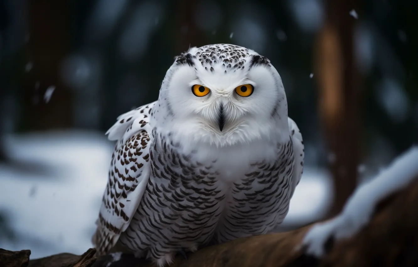 Photo wallpaper winter, forest, white, look, snow, trees, branches, the dark background