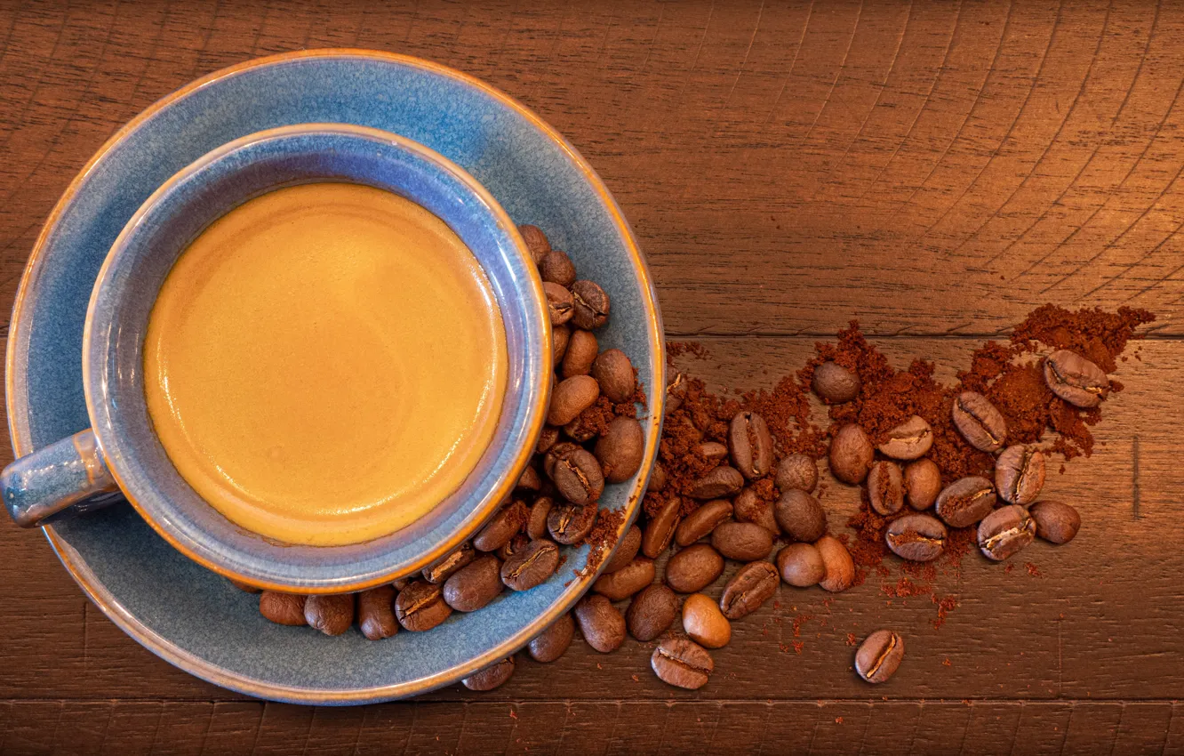 Photo wallpaper coffee, grain, Cup, coffee beans, napiok