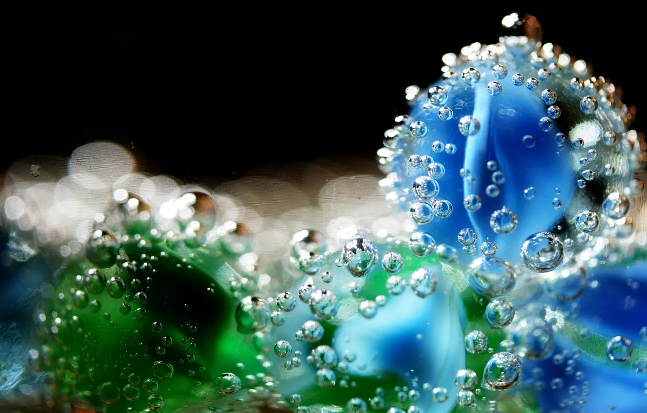 Photo wallpaper macro, bubbles, the air, under water