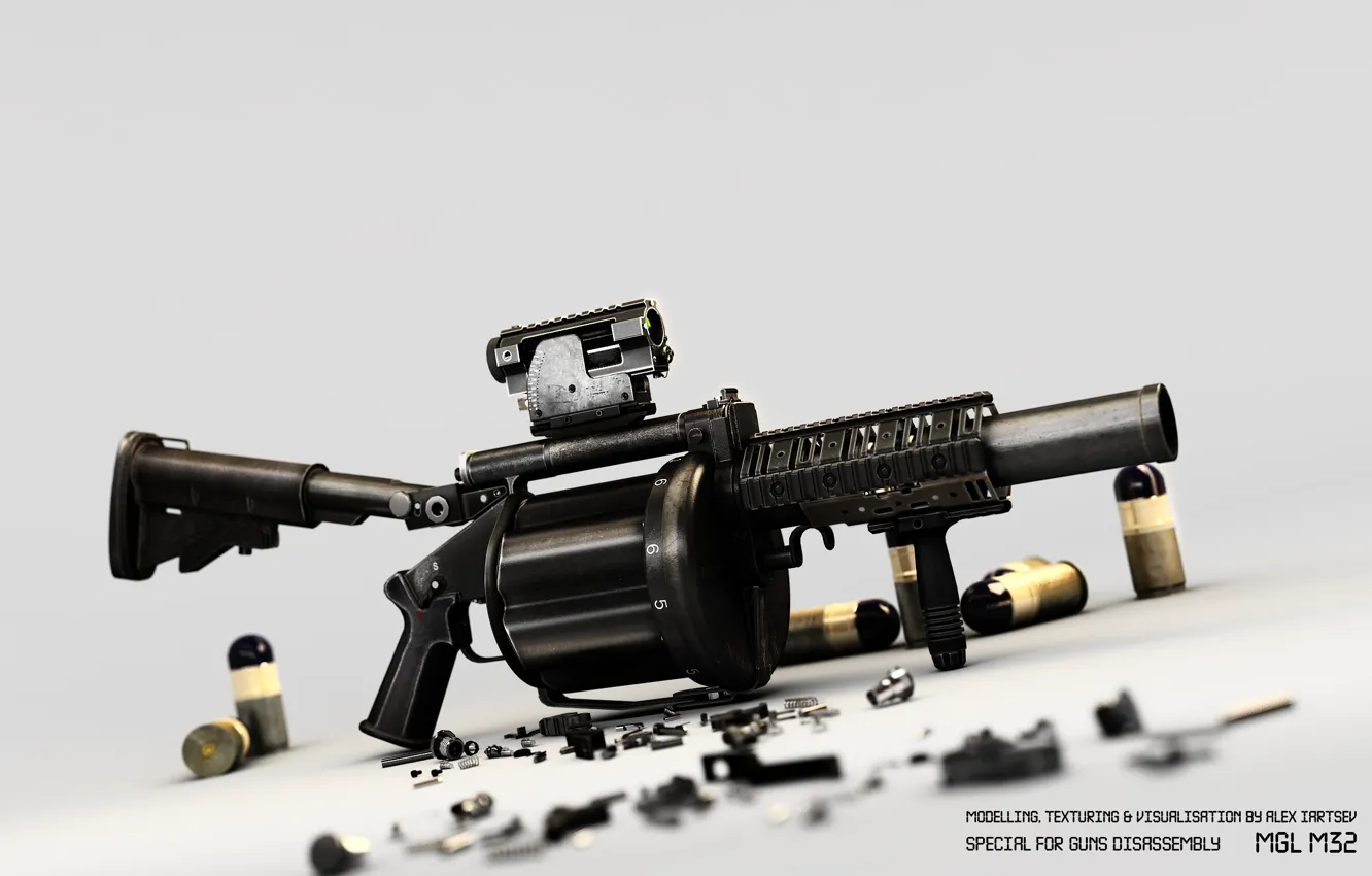 Photo wallpaper weapons, grenade launcher, cartridges, manual, Milkor mgl, mgl m32