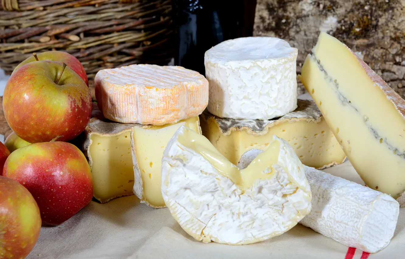 Photo wallpaper apples, cheese, apples, cheese