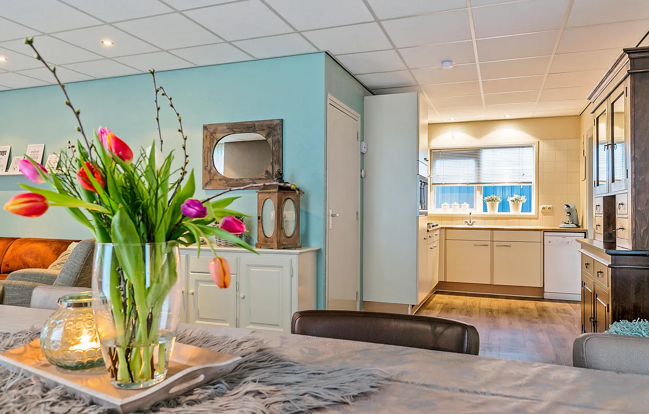 Photo wallpaper design, style, interior, kitchen, living room, cozy, dining room