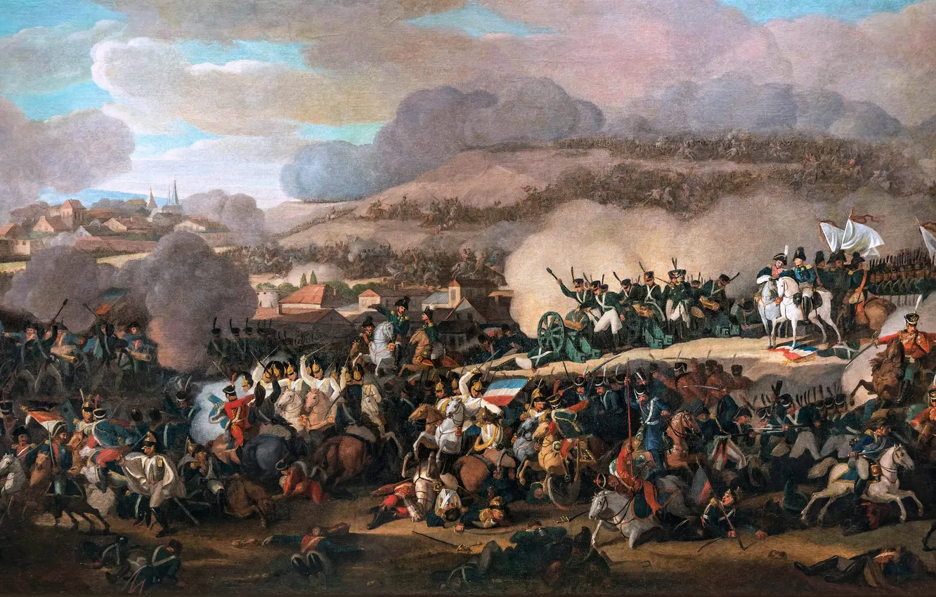 Photo wallpaper horse, people, picture, battle, soldiers, Sweden, the Russian Empire, the Frenchman