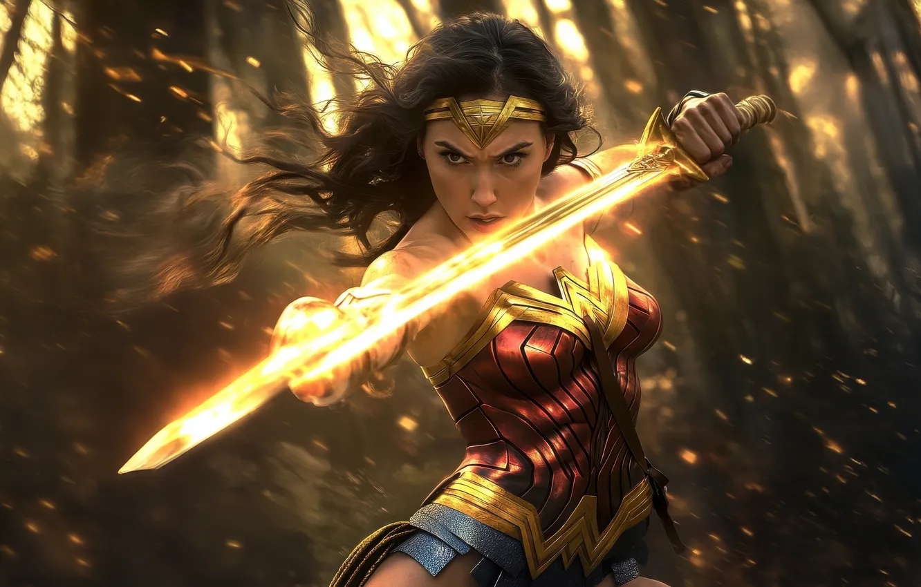 Photo wallpaper woman, destruction, Wonder