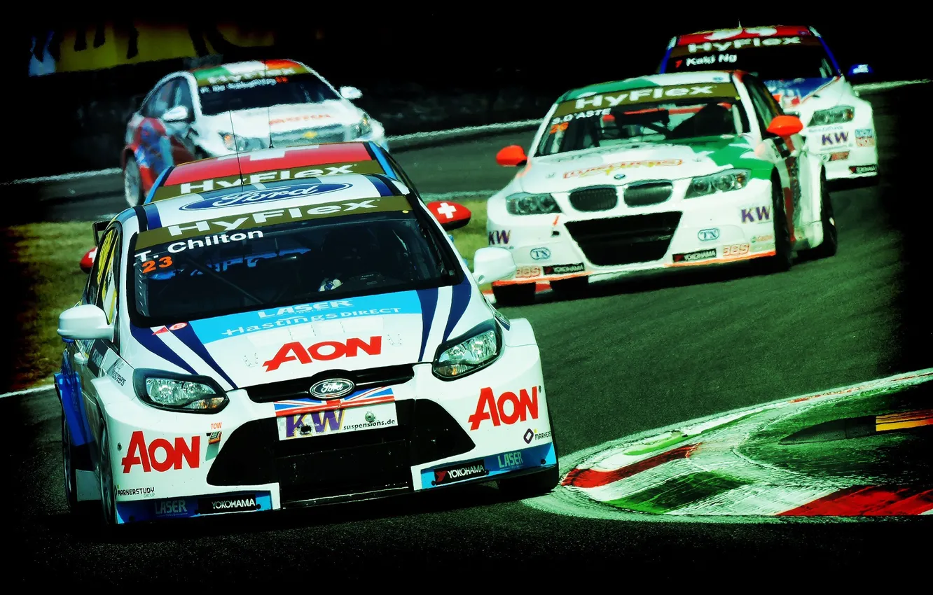 Photo wallpaper background, Wallpaper, race, track, Ford, Chevrolet, car, Focus
