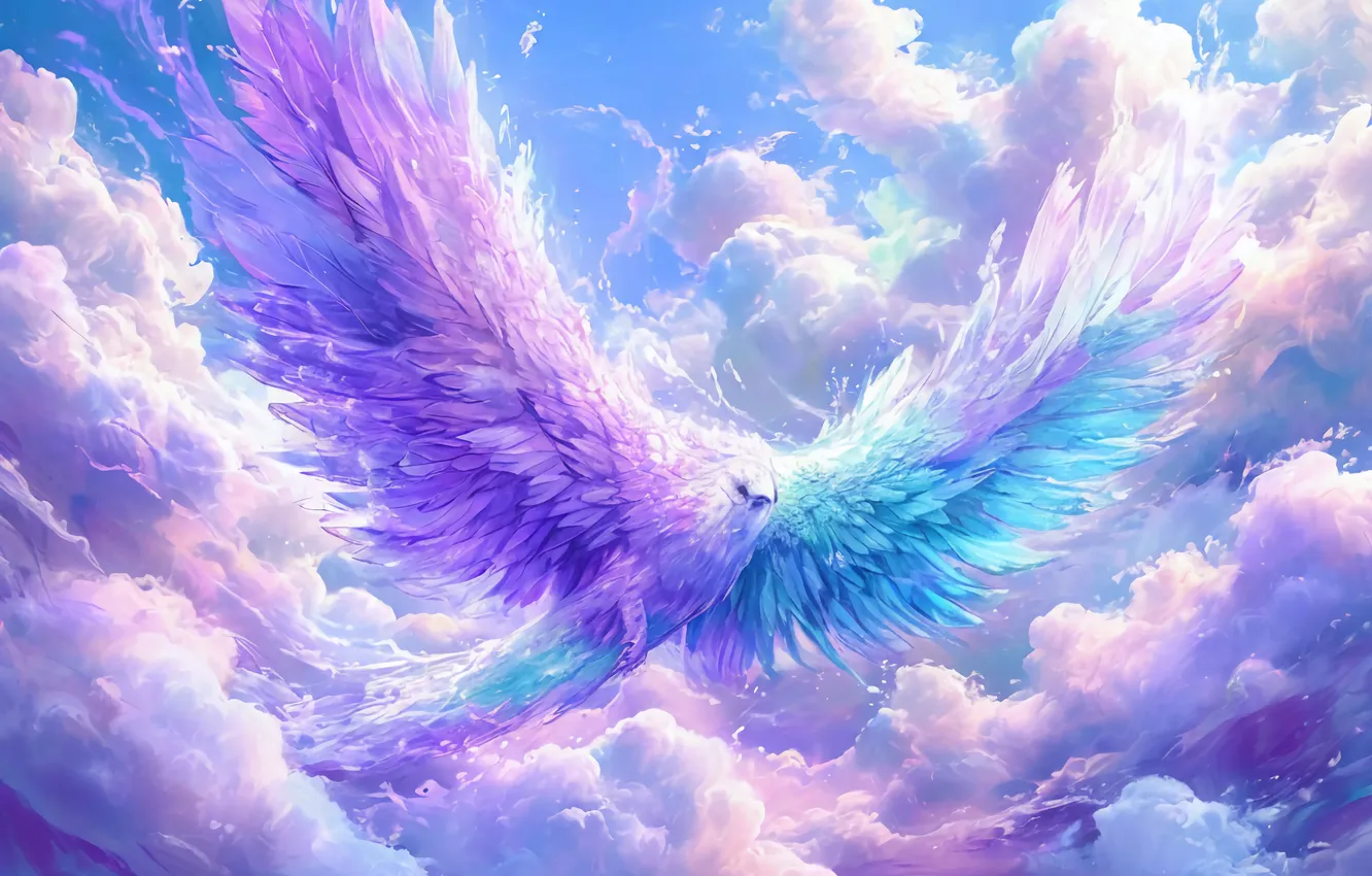 Photo wallpaper the sky, blue, animal, bird, bird, lilac