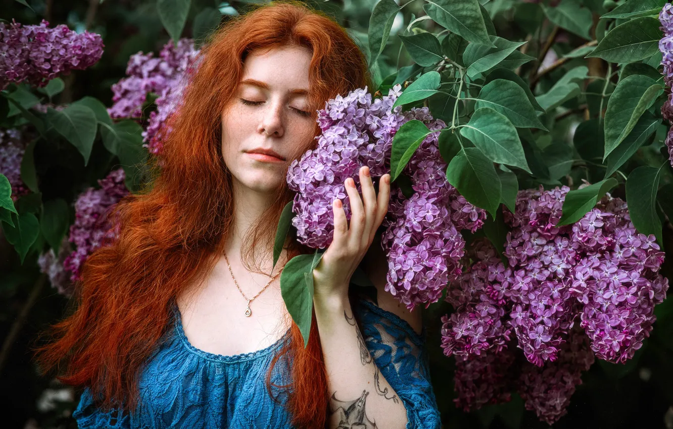 Photo wallpaper girl, portrait, lilac, Alexandra Savenkova