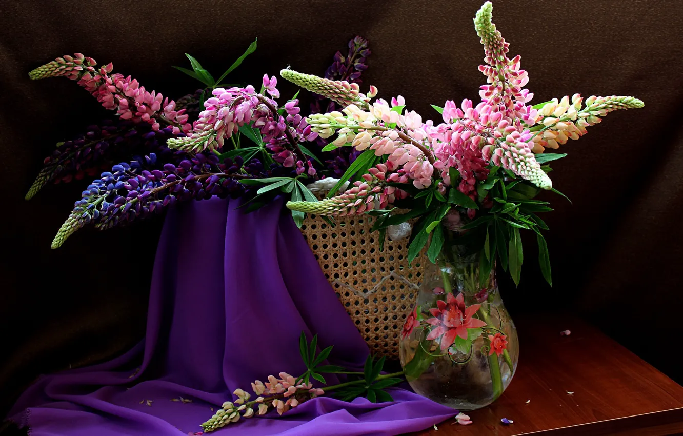 Photo wallpaper summer, flowers, bouquet, still life, lupins