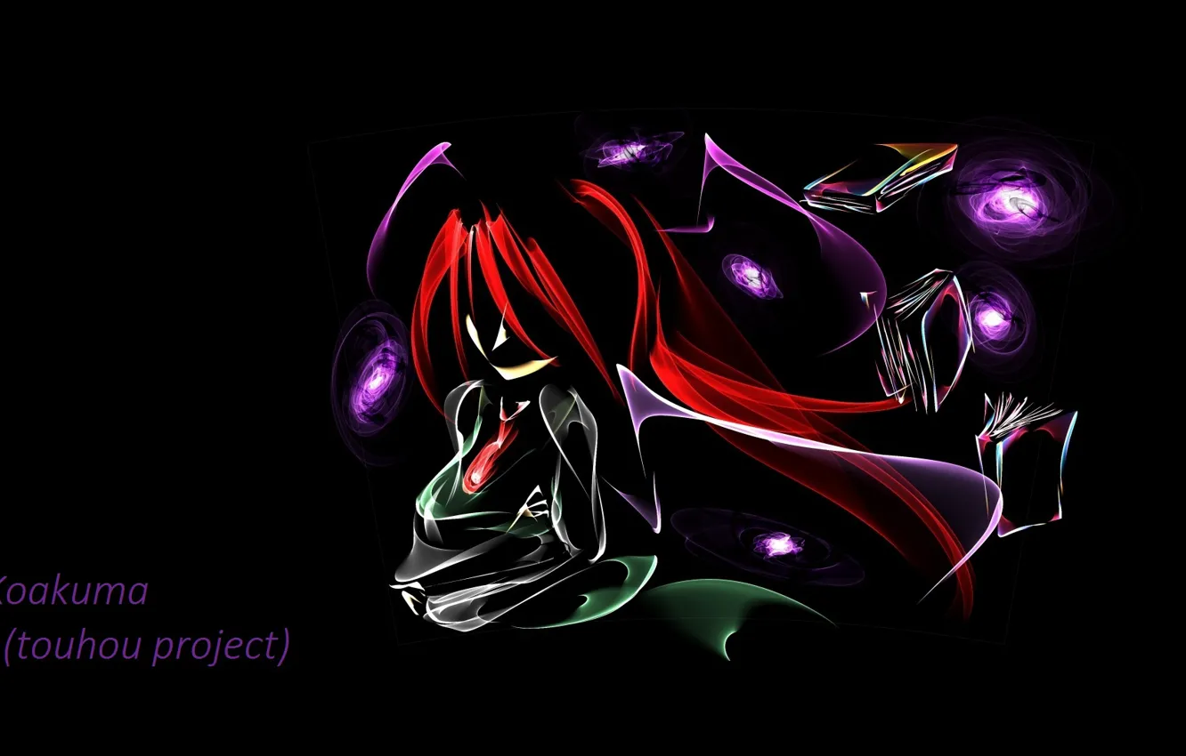 Photo wallpaper black background, demoness, burning eyes, Touhou Project, black magic, hell of a grin, project East, …