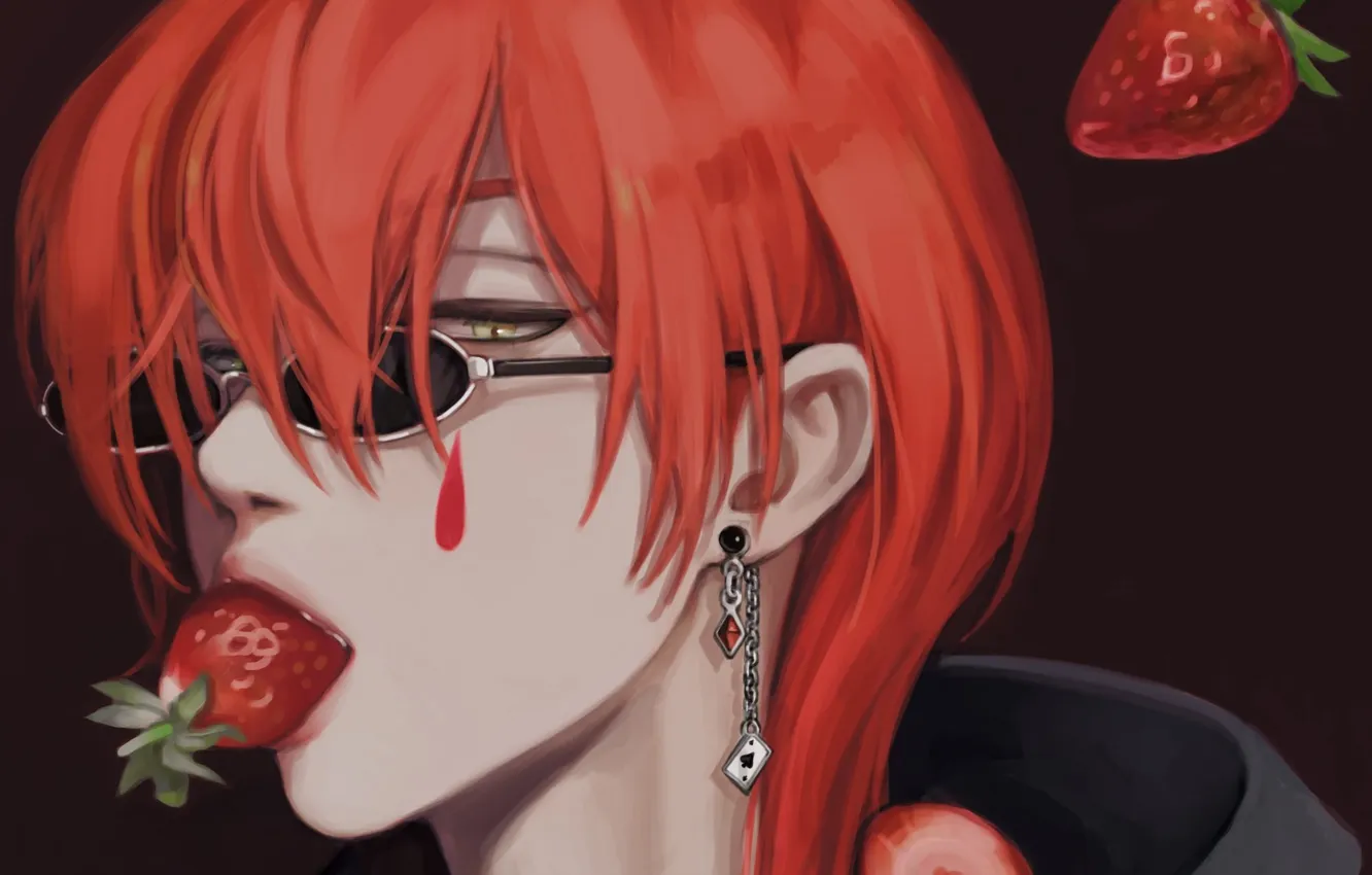 Photo wallpaper strawberry, glasses, guy, hisoka, Hunter x Hunter, Hisoka, Hunter x Hunter