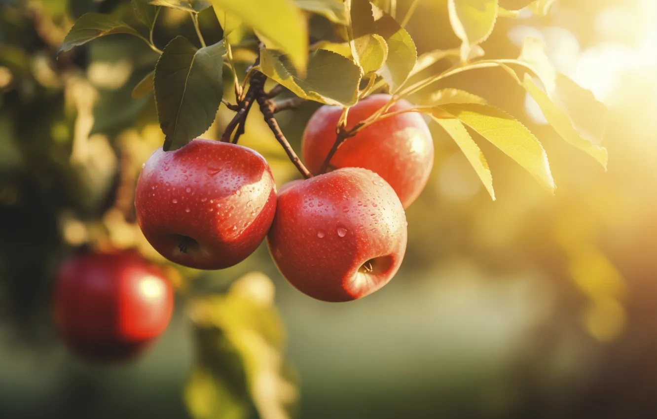 Photo wallpaper red, nature, apples, garden, harvest, fruit, fruit, Apple