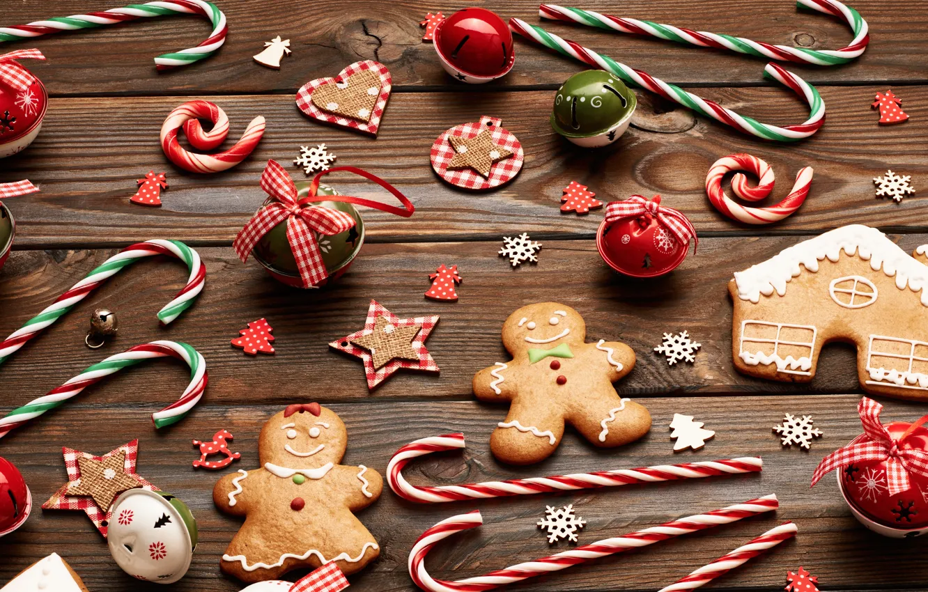 Photo wallpaper merry christmas, cookies, decoration, gingerbread