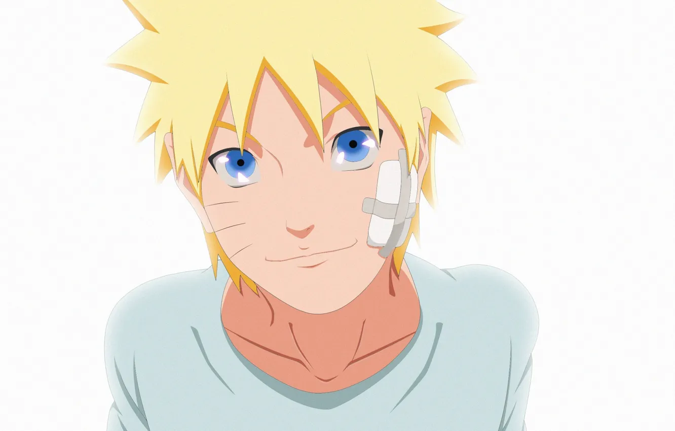 Photo wallpaper white, game, happy, Naruto, smile, anime, blue eyes, man