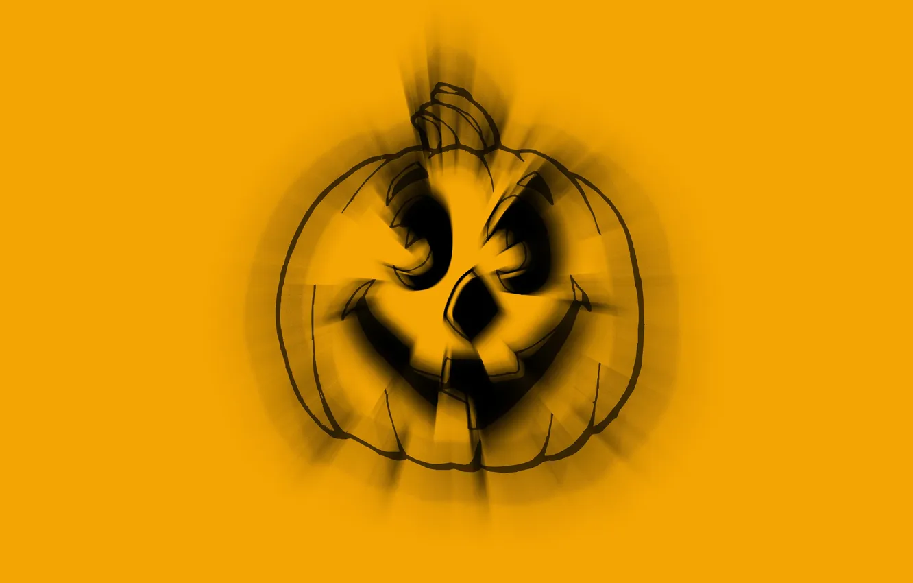 Photo wallpaper yellow background, pumpkin, Halloween, holiday, Halloween