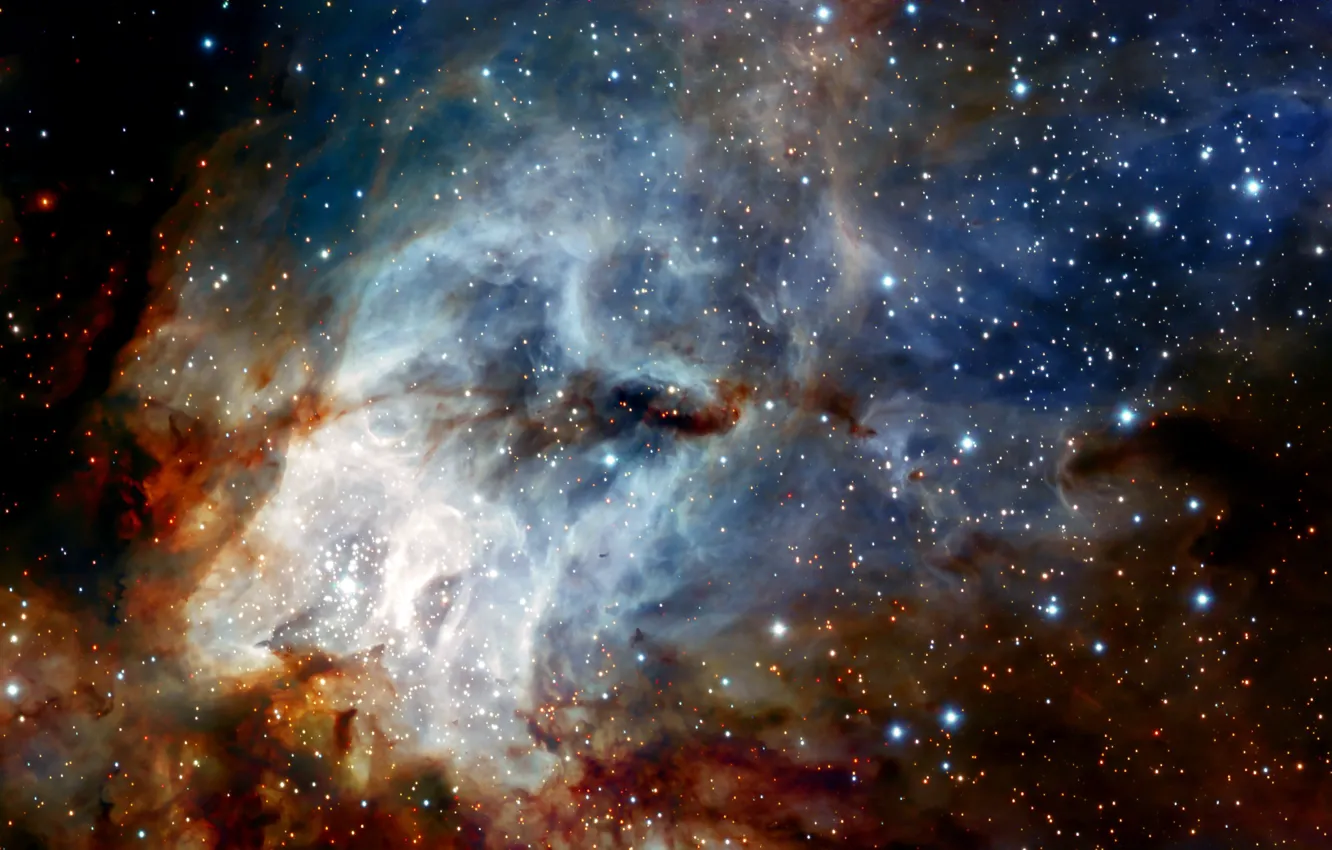 Photo wallpaper Stars, Nebula, RCW 38, Gas Clouds, The Sails, Constellation of Vela, HAWK-I, Starclusters