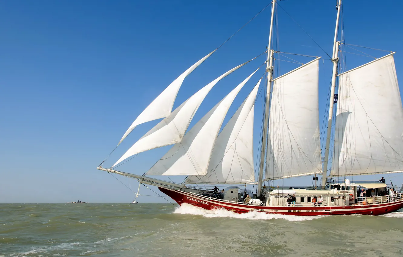 Photo wallpaper ship, sails, sailboat, mast