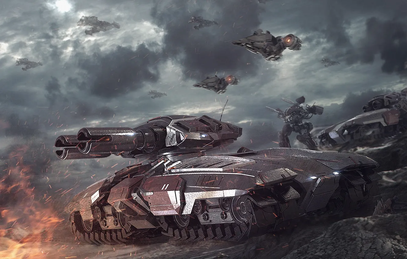 Photo wallpaper tank, starcraft, battle, StarCraft, cruiser, strategy, Terran, terrans