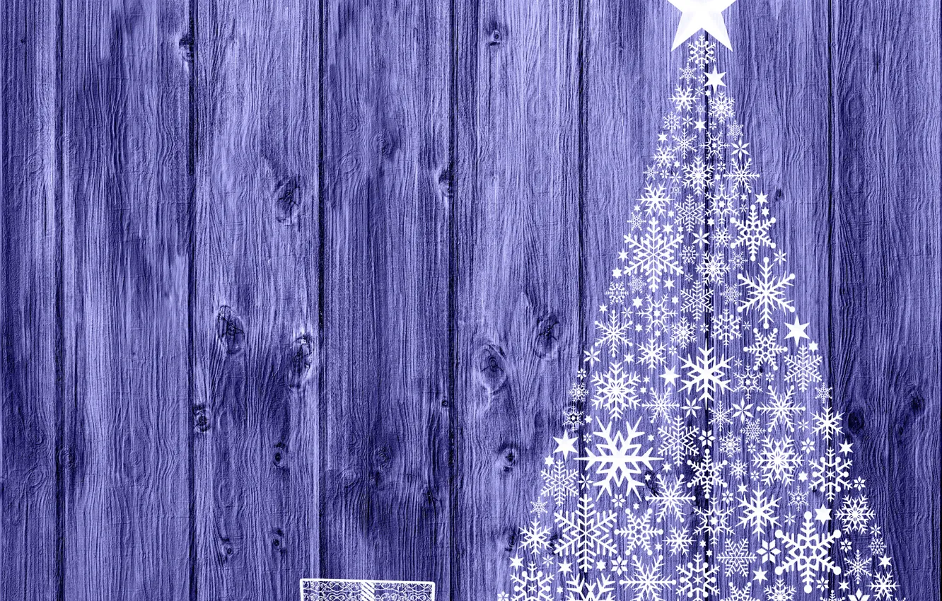 Photo wallpaper winter, snowflakes, tree, Board, star, texture, Christmas, gifts