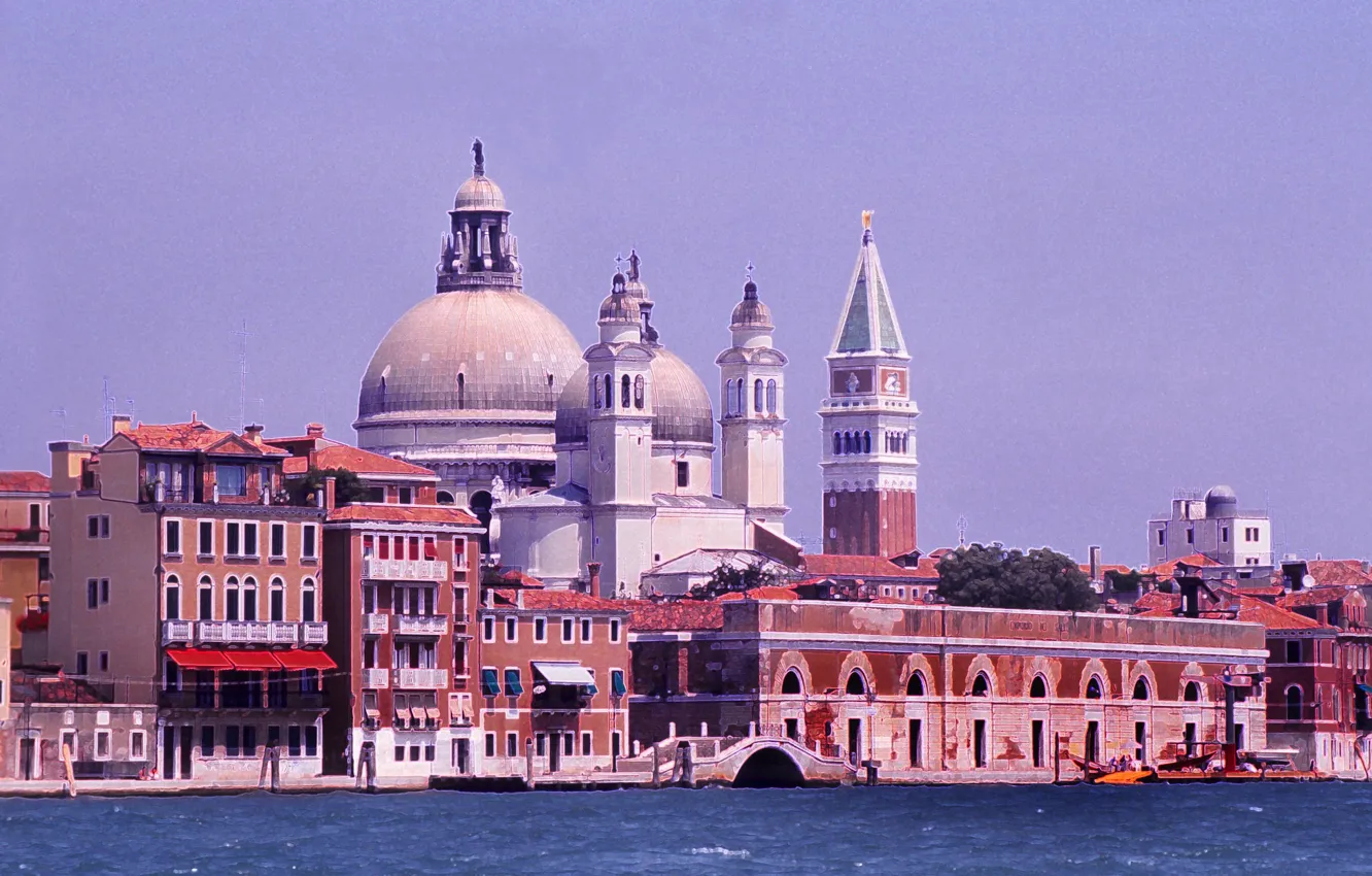 Photo wallpaper Italy, Venice, Cathedral, channel, the bell tower