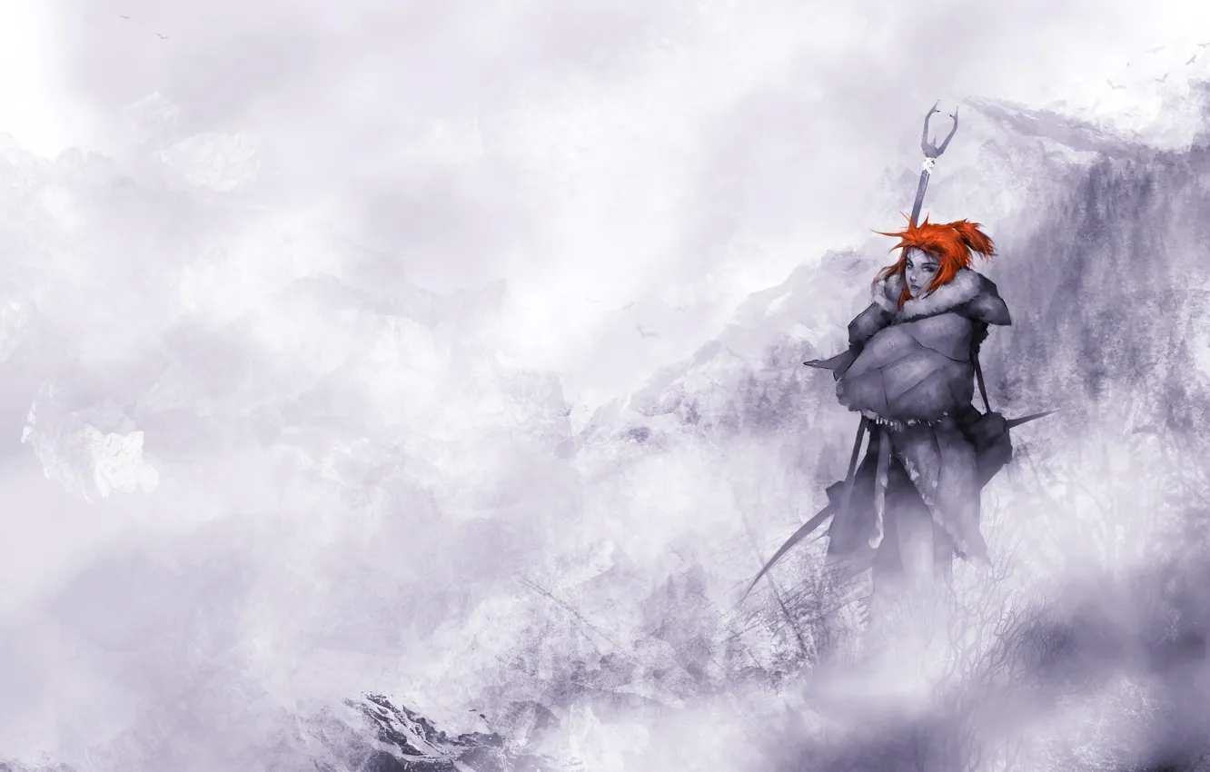 Photo wallpaper winter, forest, snow, mountains, red, Game of Thrones, Ygritte