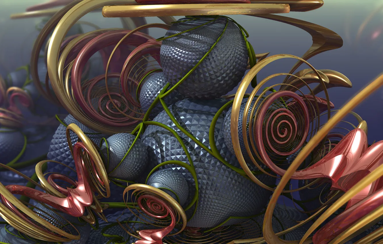 Photo wallpaper balls, curls, 3D graphics