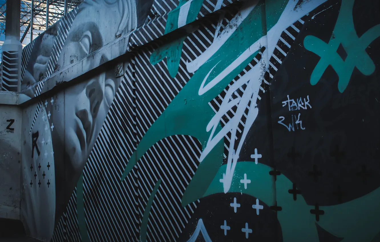 Photo wallpaper city, wall, graffiti