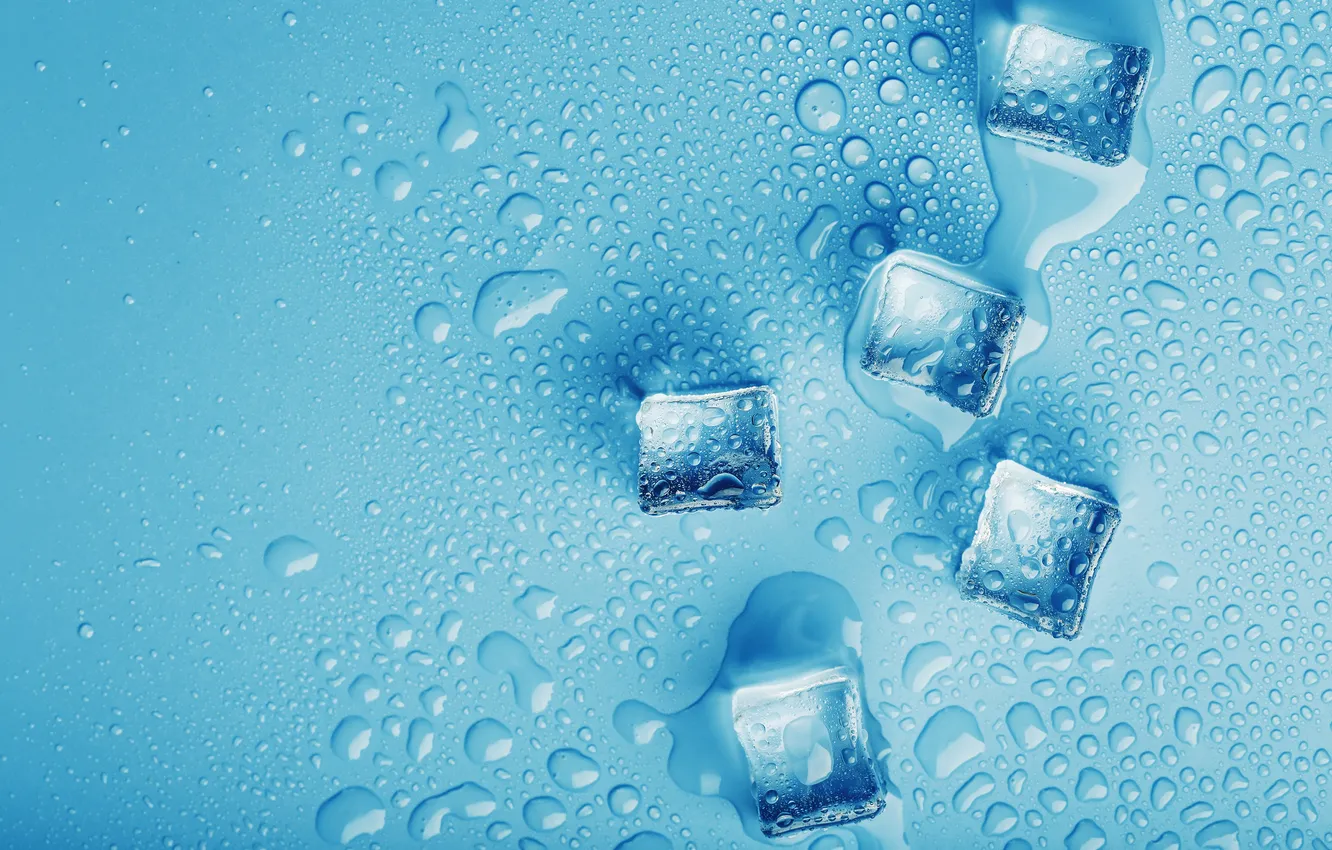 Photo wallpaper drop, figure, frozen, cubes, drink, crystal, flow, cube