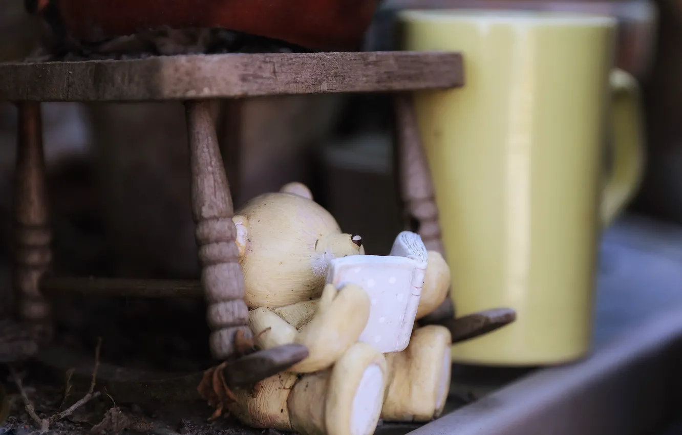 Photo wallpaper old, childhood, style, retro, background, toy, bear, bear