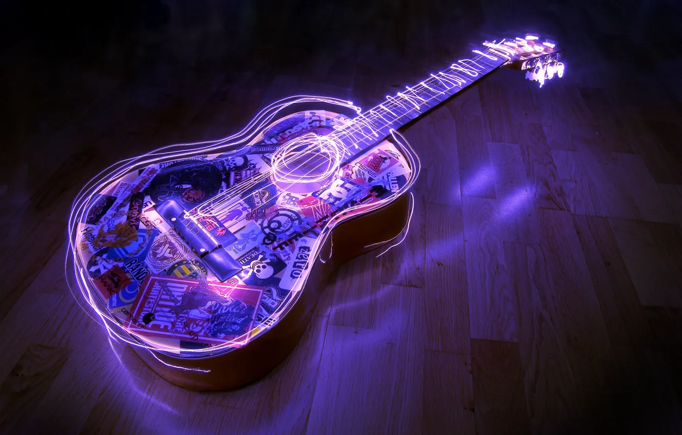 Photo wallpaper guitar, waves, acoustics