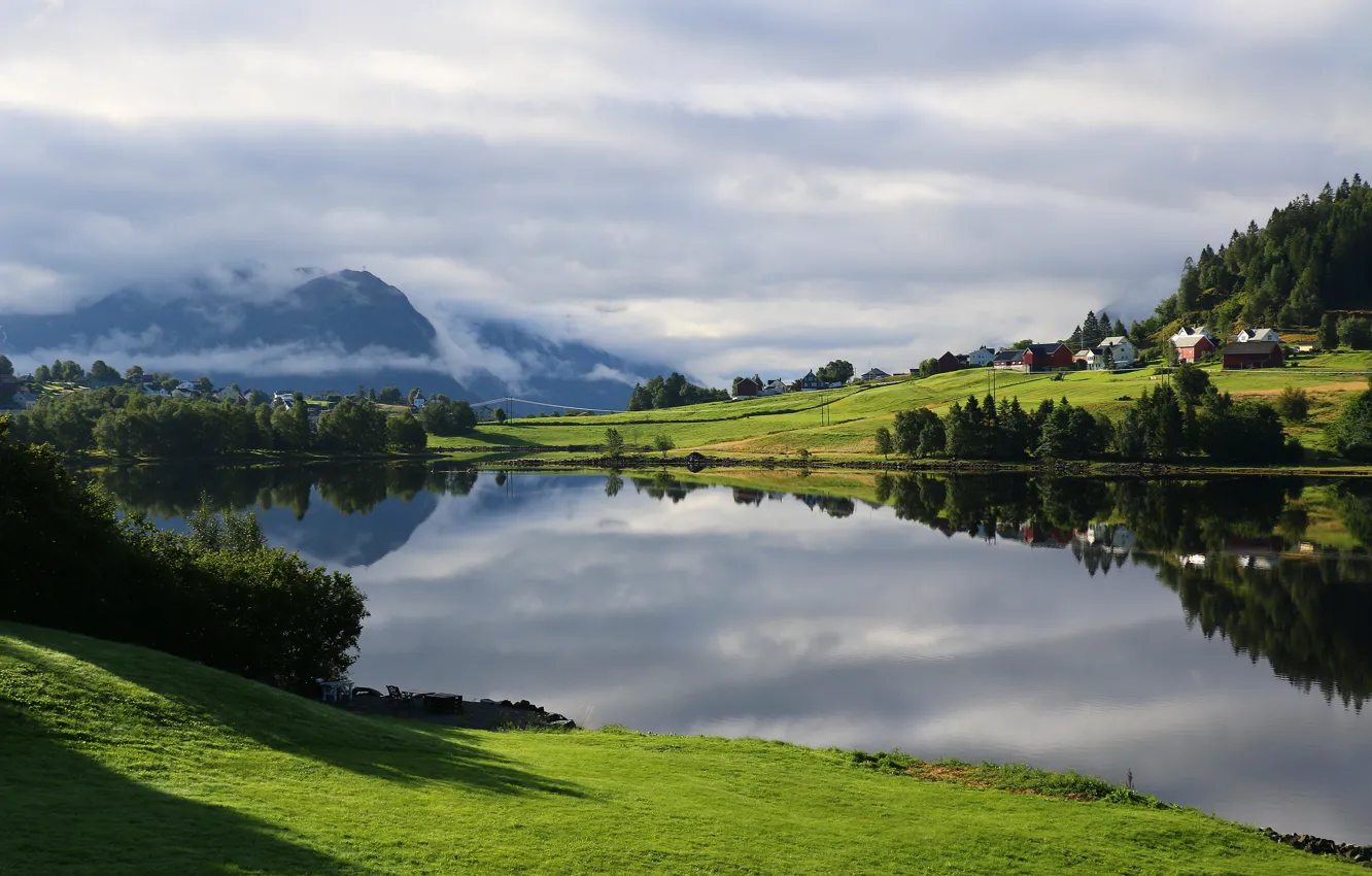Photo wallpaper summer, landscape, morning, Norway