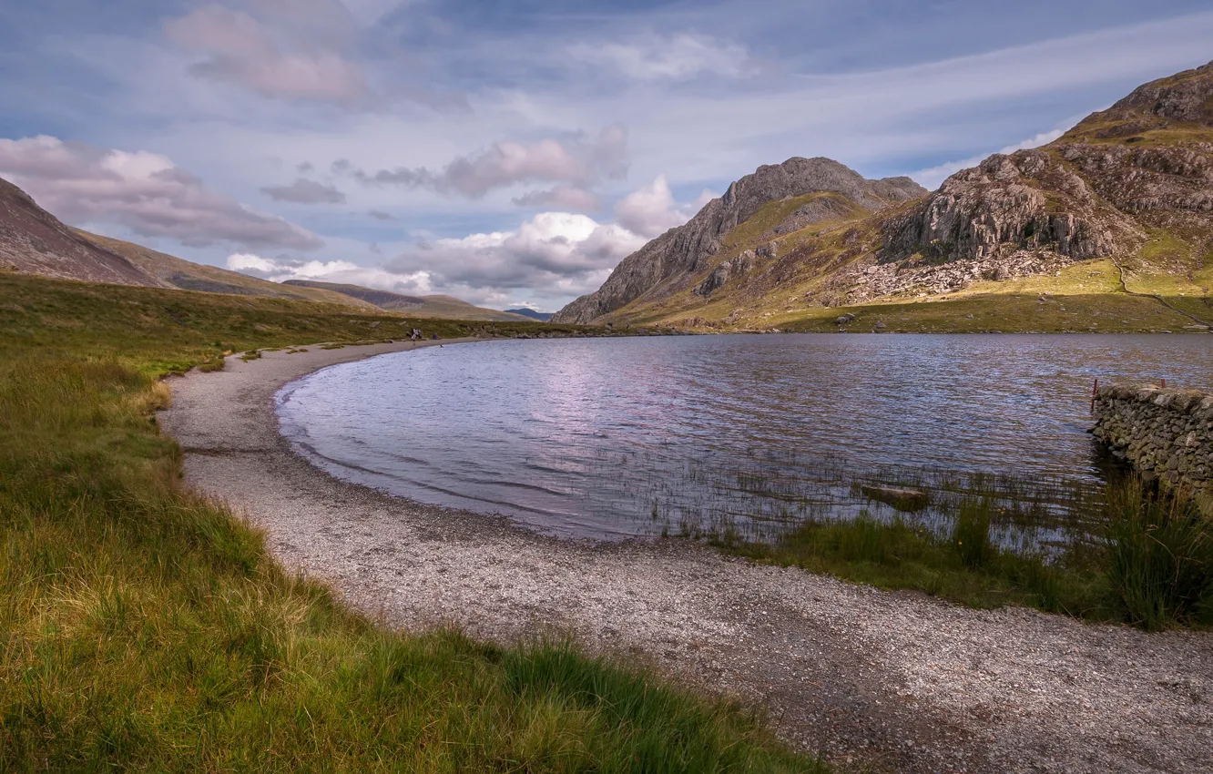 Photo wallpaper mountains, lake, Wales, Snowdonia, Llyn Idwal